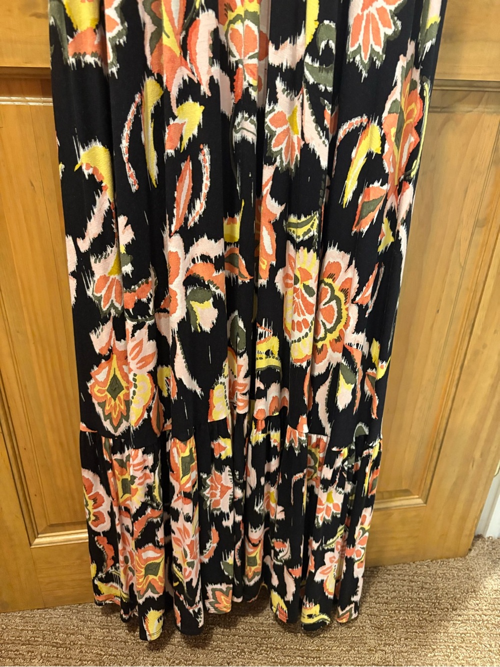 Torrid Floral A-Line Maxi Dress W/ Pockets in Bella Jaco Deep Black Size 1 - Picture 6 of 11